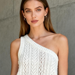 Women's Simple Off-the-shoulder Cable Knit Mini Dress