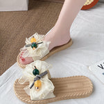 Bowknot Gauze Open Toe Split-Joint Slippers