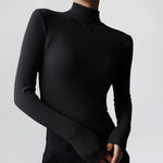Velvet Half Turtleneck Long Sleeve Thread Slim-fit Base T-shirt