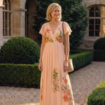Calista | V Neck Short Sleeve Pleated Floral Maxi Dress