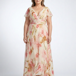 Elara | V Neck Short Sleeve Floral Maxi Dress