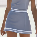 Fashionable Sports White Striped Gray Suspender Mini Dress