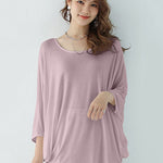 Vintage Loose Round-Neck Batwing Sleeves Shirts