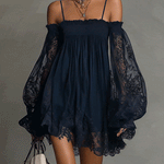 Noemi™ | Navy Lace Chiffon Mini Dress
