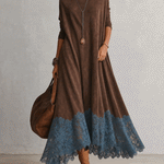 Milly | Lace-Hem Suede Maxi Dress