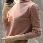 Solid Color Heaps Collar Long Sleeve Knitwear Tops