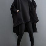 Urban Solid Color High-Neck High-Low Sweatshirt Top