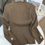 Simple Loose Solid Color High-Neck Sweater
