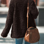 Plush Coat Lapel Long Sleeved Cardigan Jacket