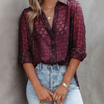 Nadorine Long Sleeve Button Up Shirt Summer Sheer Tulle Top for Women Casual Loose Business Casual 2026 | Under