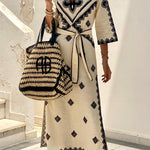 Ethnic loose v-neck holiday dress