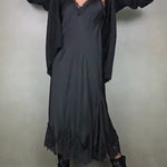 Retro knitted slit two-piece long skirt
