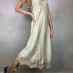 Retro knitted slit two-piece long skirt