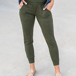 Elastic Waist Drawstring Sweatpants Active Leggings with Pockets