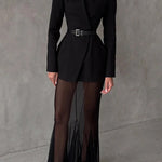 Shes Timeless V-neck Single Button Long Sleeve Waisted Blazer