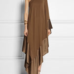 Loose Asymmetric Split-Joint One-Shoulder Maxi Dresses