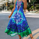 Ethnic Style Print Dress Long Maxi Dresses Retro Tank Dress Loose Beach Dress