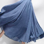 Casual A-Line Elastic Waist Solid Color Skirts