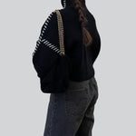 Loose Casual Chic Contrast Patchwork Sweater