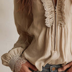Victorian Ruffle Lace Zip Blouse