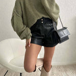 Lantern sleeve turtleneck loose sweater