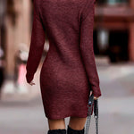 Round Neck Long Sleeve Sexy Sweater Dress