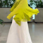 Romantic Journey Chiffon Ruffle Batwing Sleeve Top and Elastic Waist Pocket Loose Pants Set
