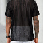 KZZ Men's Semi-Sheer Short-Sleeve Shirt