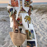 Palm Tree Print Slouchy Two-Piece Set