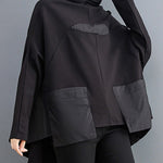 Casual Loose Split-Joint High-Neck Long Batwing Sleeves T-Shirt