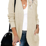 Solid Color Knit Open-Front Cardigan
