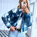Nadorine Cropped Shacket Button Down Plaid Jackets Coats