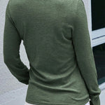 Ribbed Snap Button Henley Long Sleeve Top