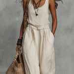 Bohemian Sleeveless Jumpsuit With Drawstring Waist