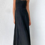 Women's Tube Top Slim High Waist Sling Knitted Dress Seaside Vacation Pleated Long Skirt