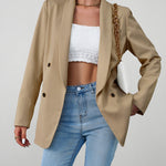 Nadorine Casual Blazers Double Breasted Long Sleeve Work Office Blazer Jacket