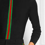 Long Sleeves Skinny Contrast Color Striped High Neck T-Shirts Tops