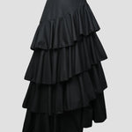 A-Line High Waisted Falbala Solid Color Long Skirts Skirts Bottoms