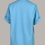 Loose Short Sleeves Solid Color Mock Neck Blouses&Shirts Tops