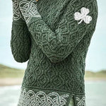 Women's Celtic Knotted Clover Creative Jacquard Turtleneck Sweater