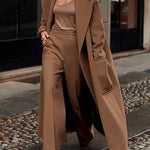Loose Straight Leg High-Waisted Solid Color Split-Joint Pants Trousers