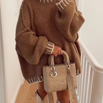 Loose and Slim Soft Long-sleeved Stitched Knit Sweater