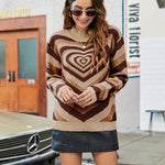 Three-color Ticked Flower Love Loose Round Neck Sweater Top