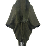 Knit Shawl Womens Solid Color Loose Collar Tassel Cape Knitted Cape Coat