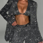 Sequined three-piece suit (including a camisole top)