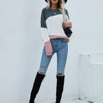 Drop Shoulders Color Block Sweater