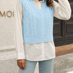 Womens Sweater Vests Cable Knit Sleeveless V-Neck Crop Tank Tops Sweaters Vest