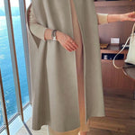 Simple Sleeveless Solid Color Round-Neck Cape Outerwear