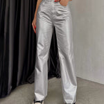 Retro Straight-leg Trousers Pants with Pockets