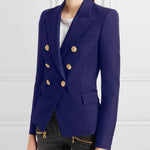 Nadorine Double Breasted Casual Slim Fit Button Down Notch Collar Blazer Jacket with Pockets